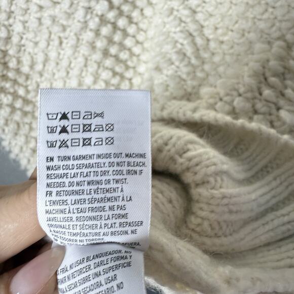American Eagle Outfitters Ivory White Popcorn Knit Sweater Wool Alpaca Blend M - Picture 9 of 13
